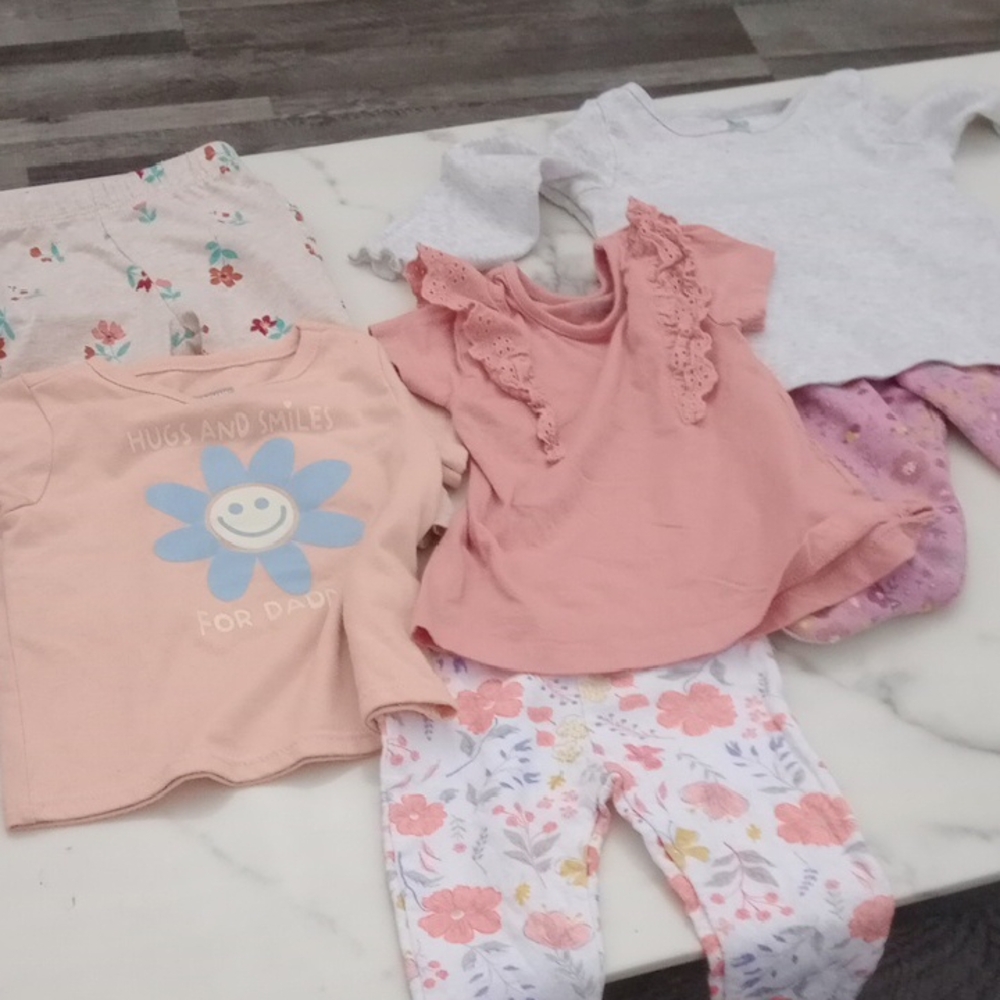 Floral and Solid Baby Clothing Set